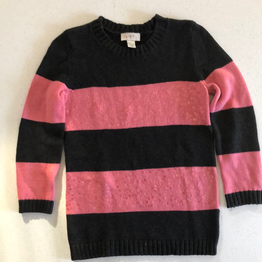 Pink and dark grey pullover sweater
